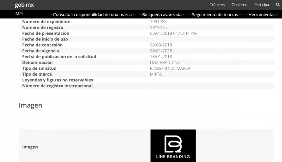 Registro de marca en IMPI México  LINE BRANDING
